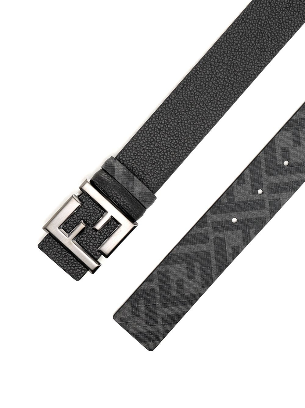 Reversible Belt Ff Buckle Silver Black/Black Belts Black - 2