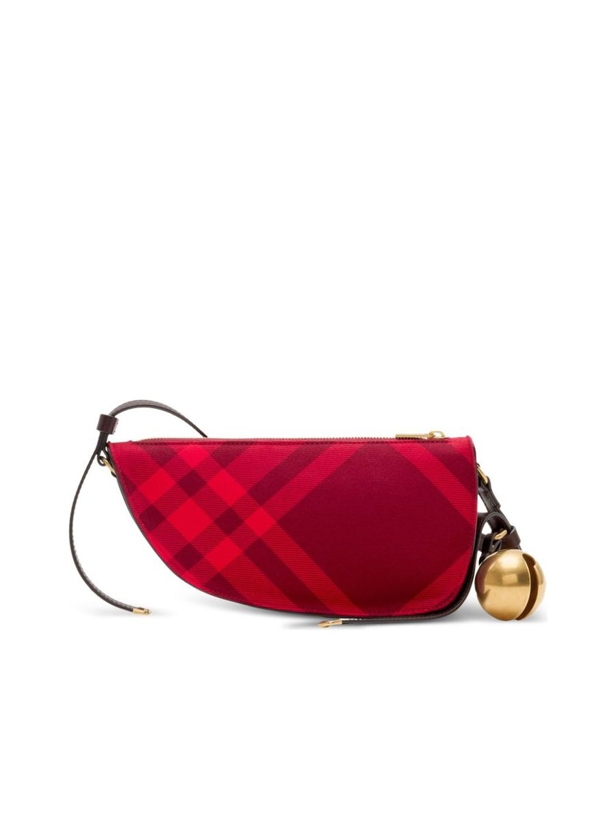Check Pattern Bell Charm Shoulder Bag - 3