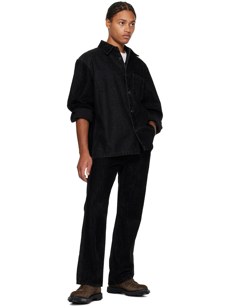 SOLID HOMME Black Flocked Denim Shirt outlook