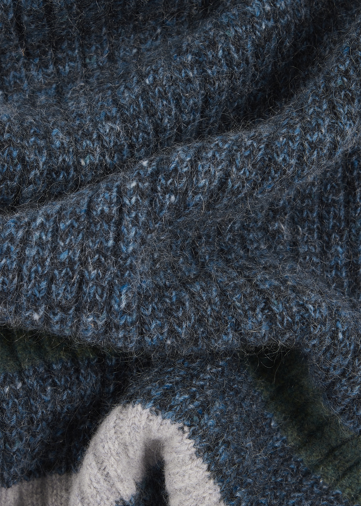 Blue Mohair-Blend Stripe Scarf - 3