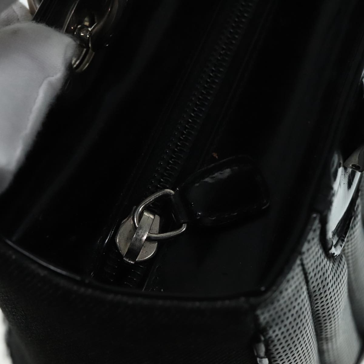 DIOR Hand Bag Leather Canvas Black Silver - 10