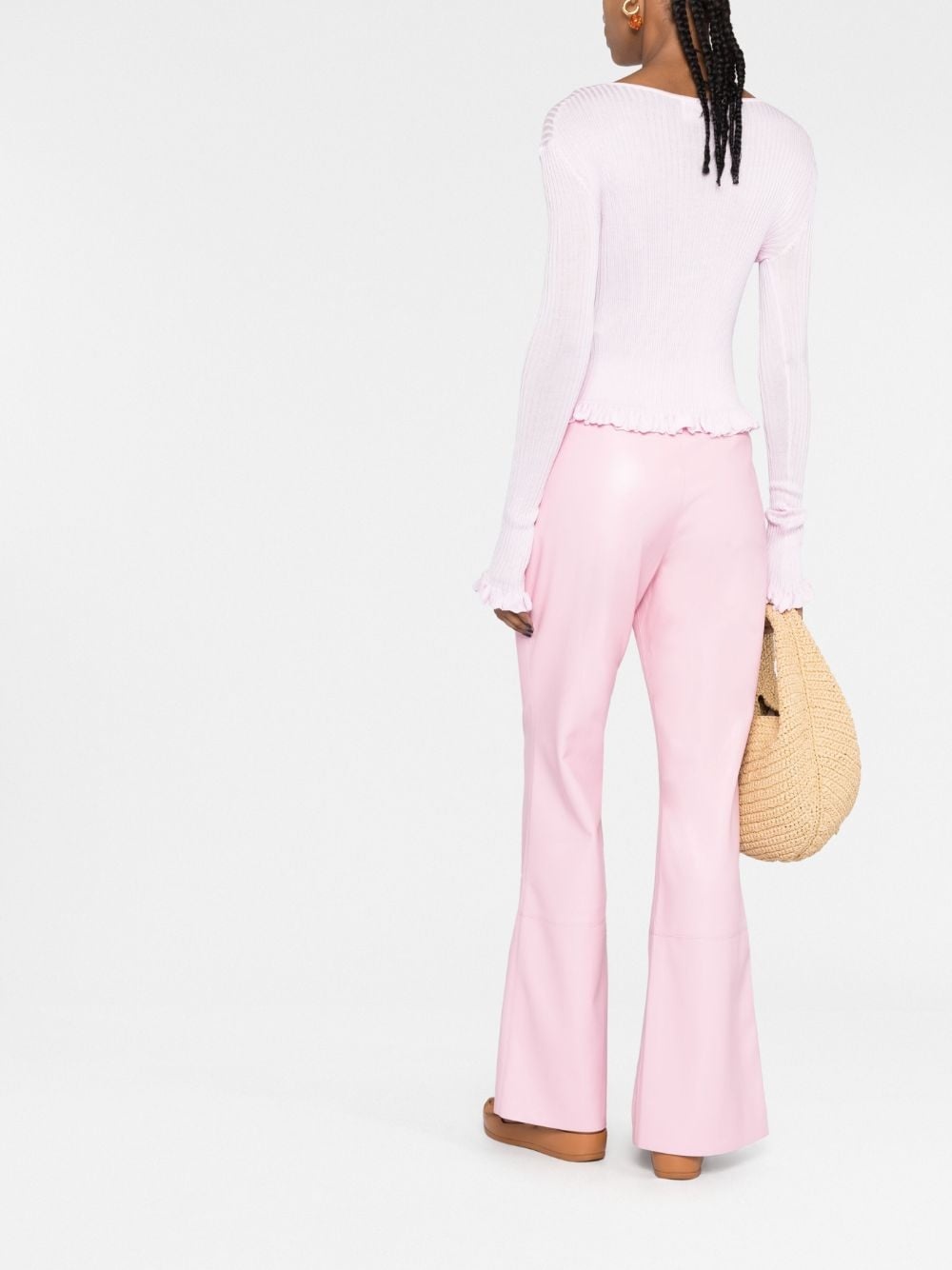split-hem flared trousers - 4
