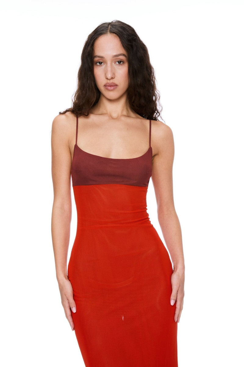 THAIS DRESS - RED AND PLUM 4