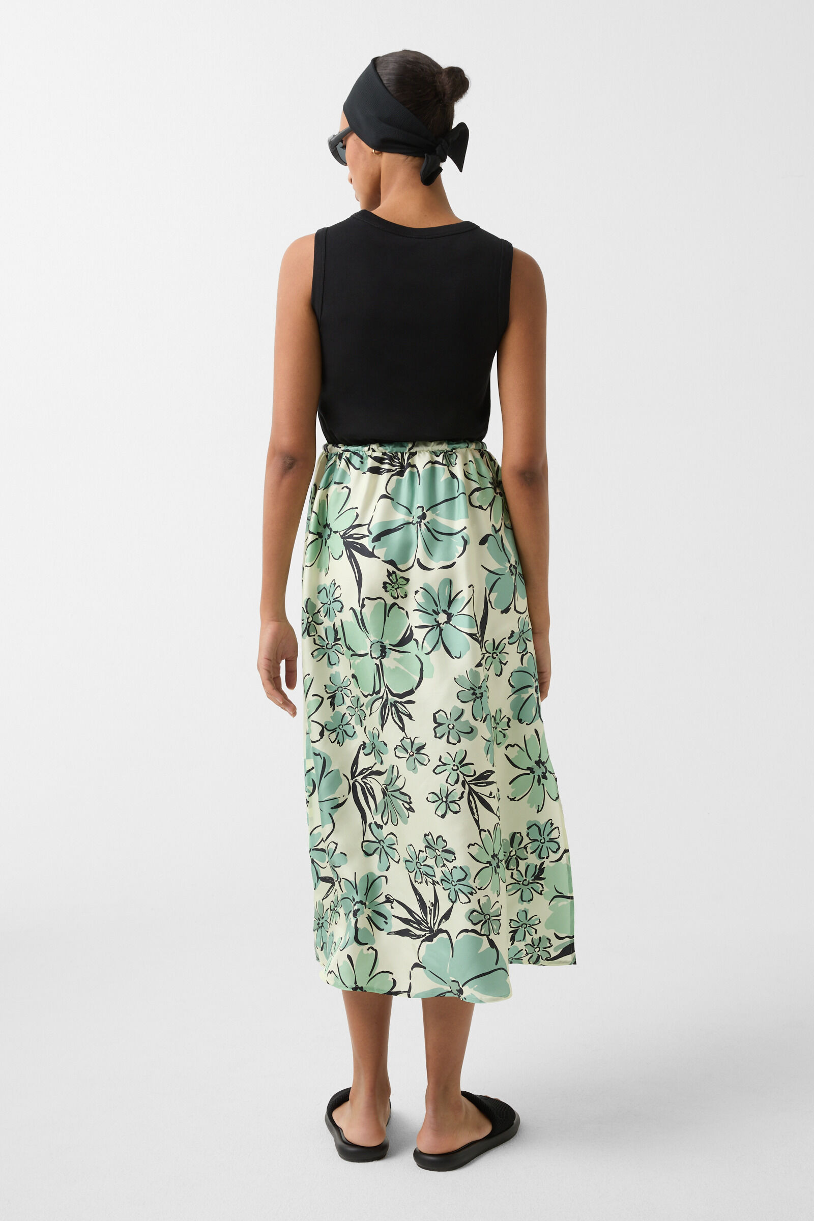Silk jersey dress Silke in Black/Green - 3