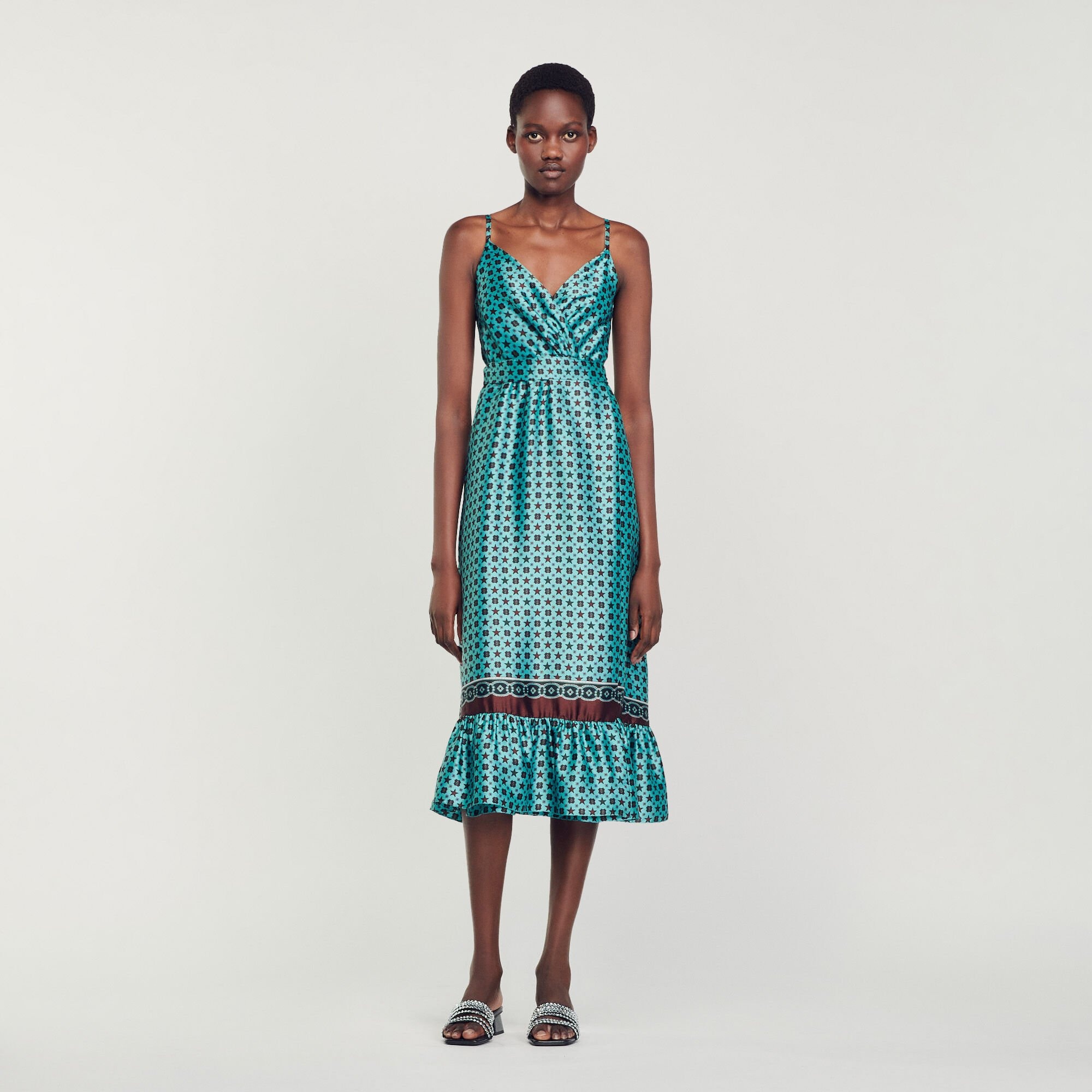 PRINTED SATIN MIDI DRESS - 2