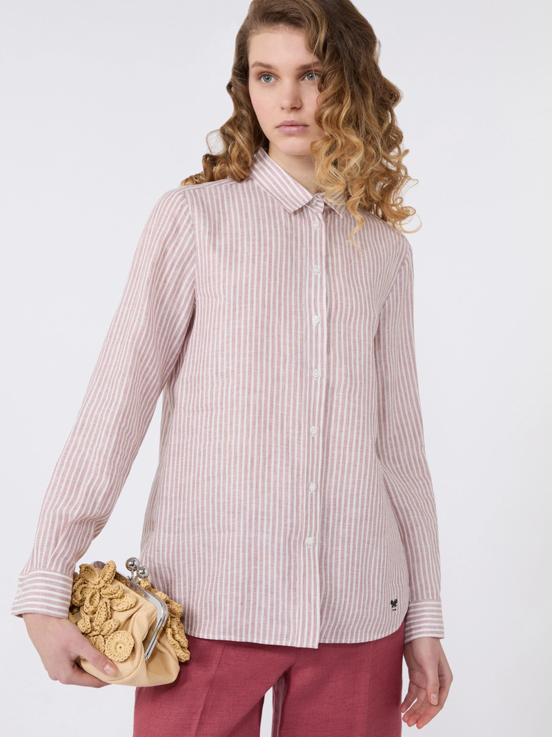 GIURATO Striped linen canvas shirt - ANTIQUE ROSE 5