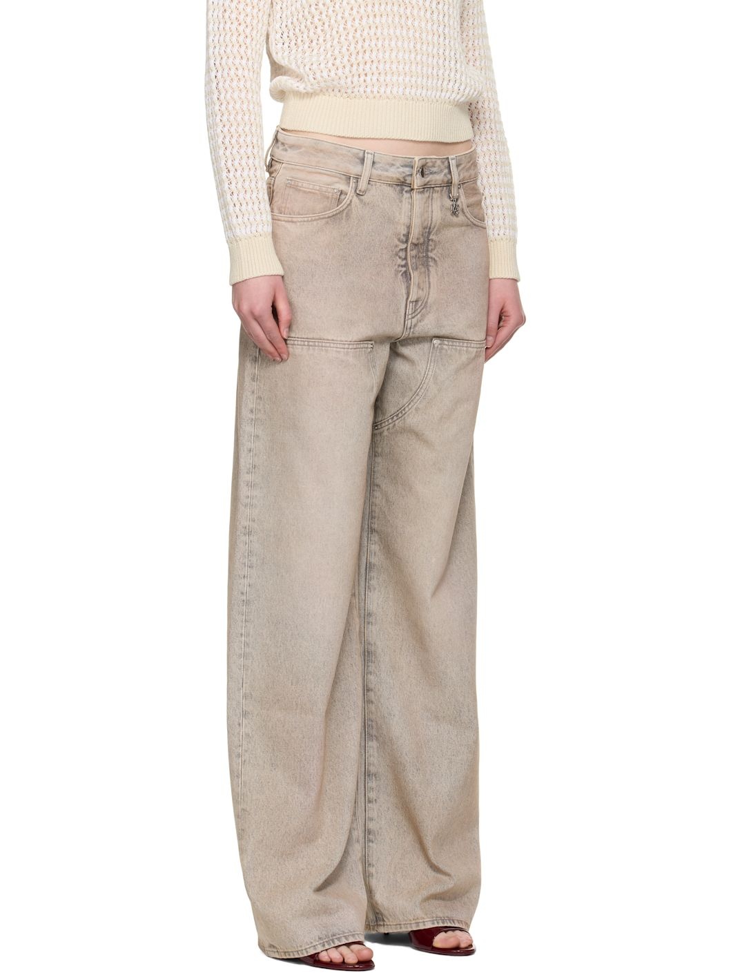 Beige Carpenter Jeans - 2