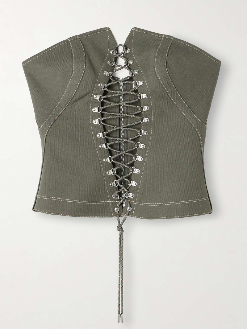 Organic cotton-blend twill bustier top - 1