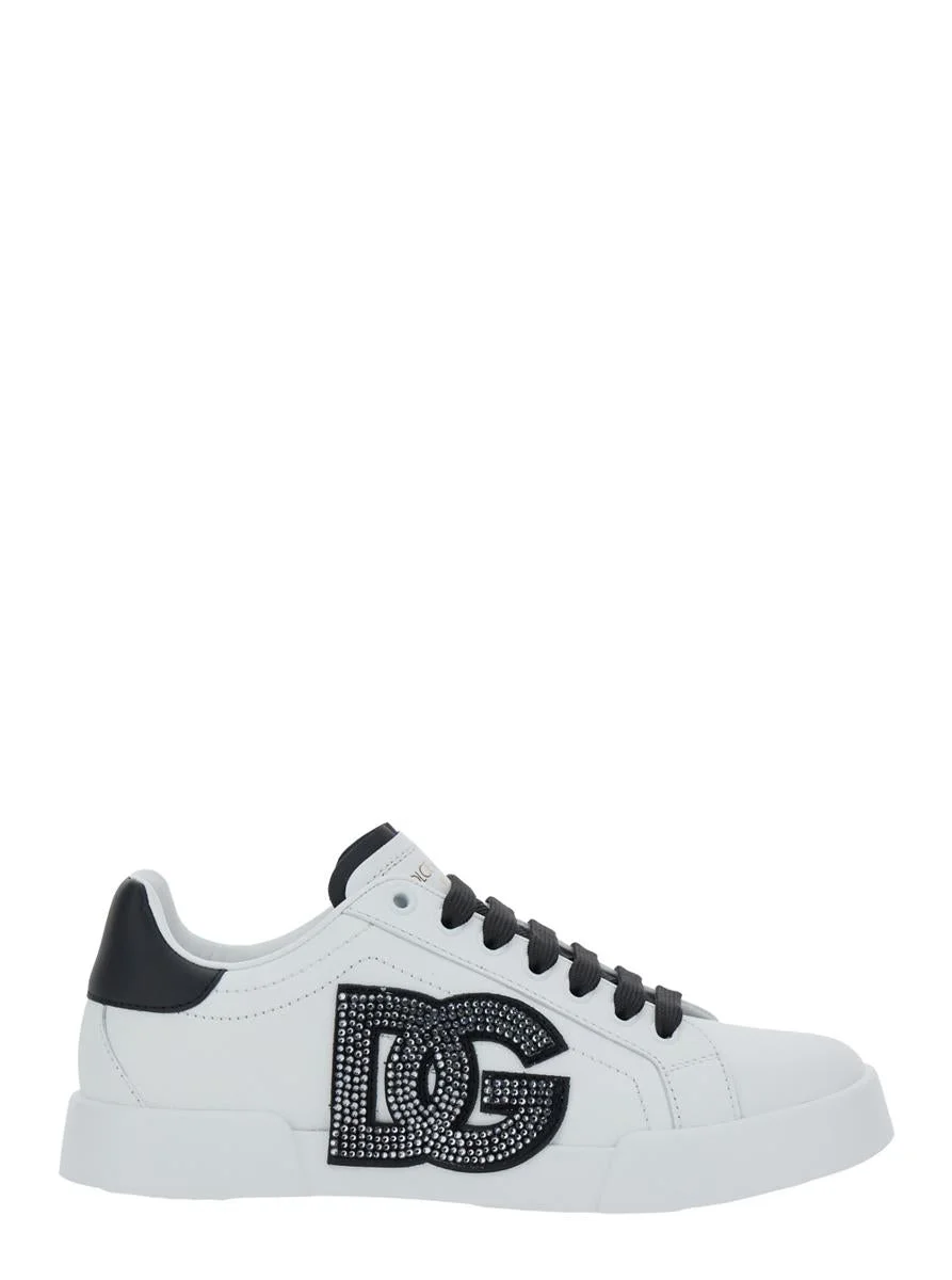 Dolce & Gabbana Black And White Low Top Sneakers With Logo Patch On The Side And Logo Lettering On T - 1