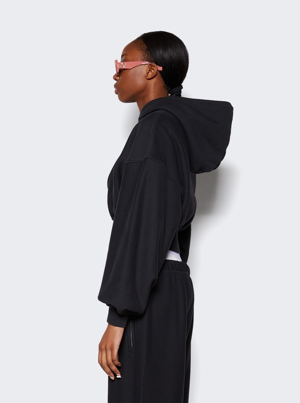 Cropped Zip Up Hoodie Faded Black - 4