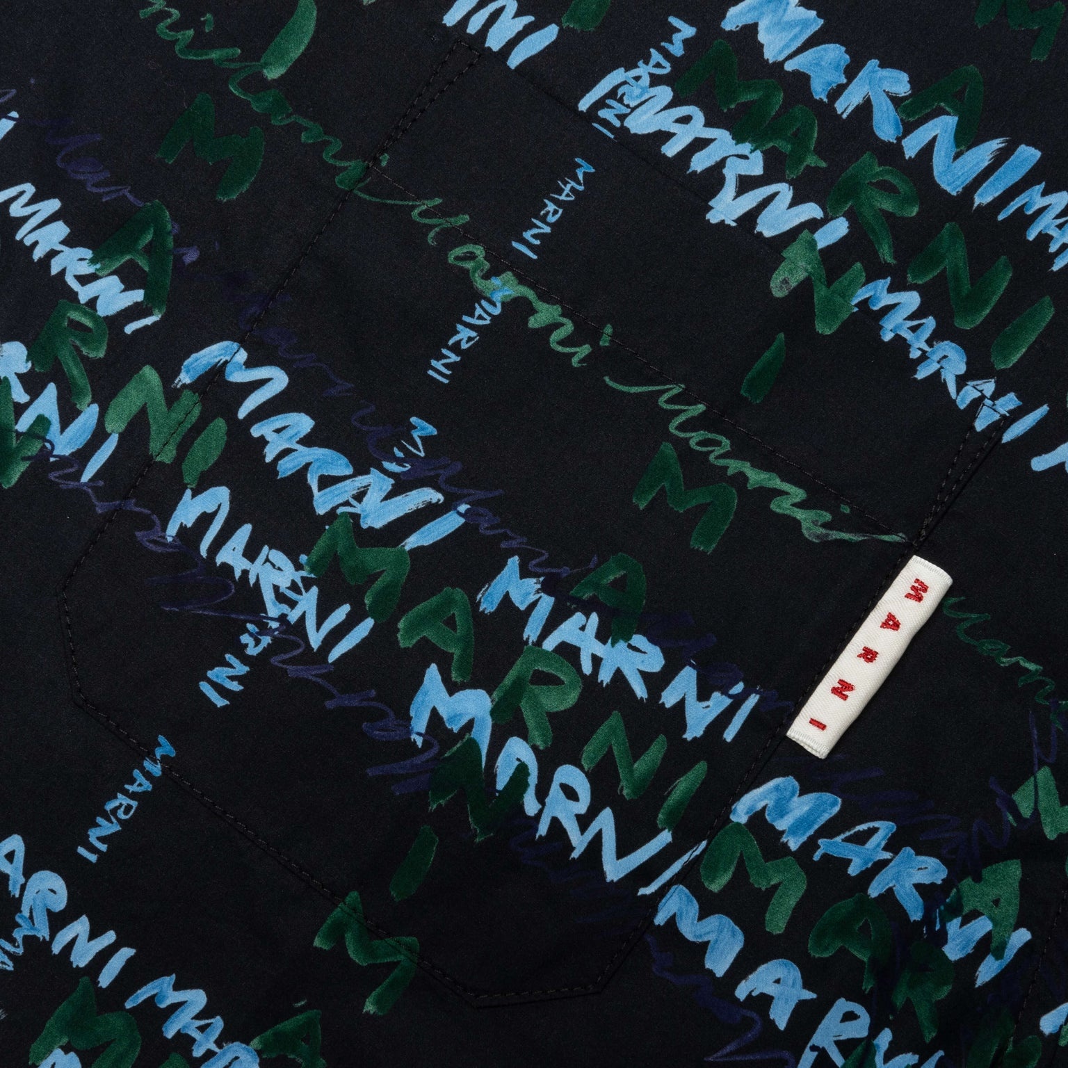 MARNI CAMICIA LOGO POPLIN S/S SHIRT - BLACK - 4