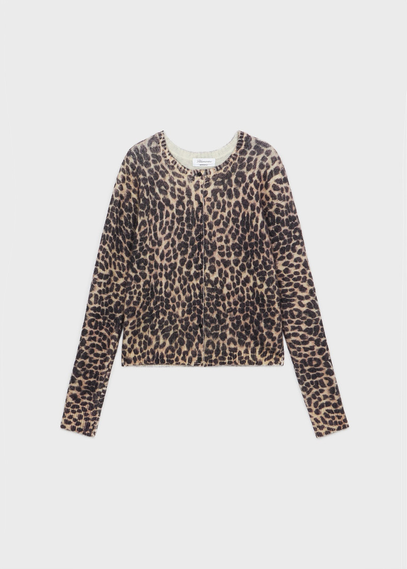 ALPACA BLEND CARDIGAN WITH LEO PRINT 1