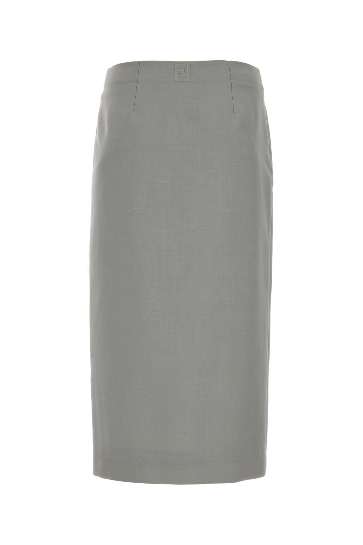 Fendi Women Light Grey Mohair Blend Skirt - 2