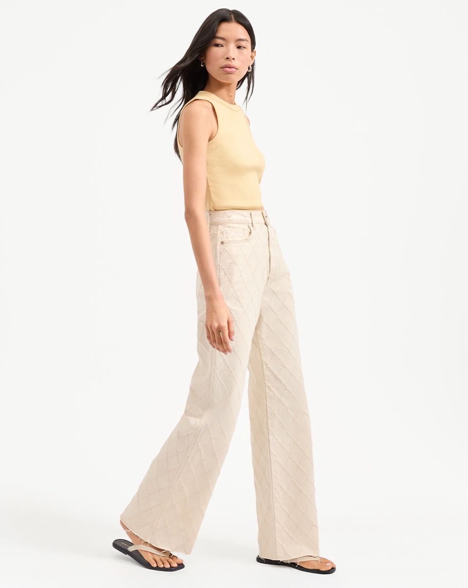 TAYLOR DIAMOND PRINTED WIDE-LEG JEAN - 4