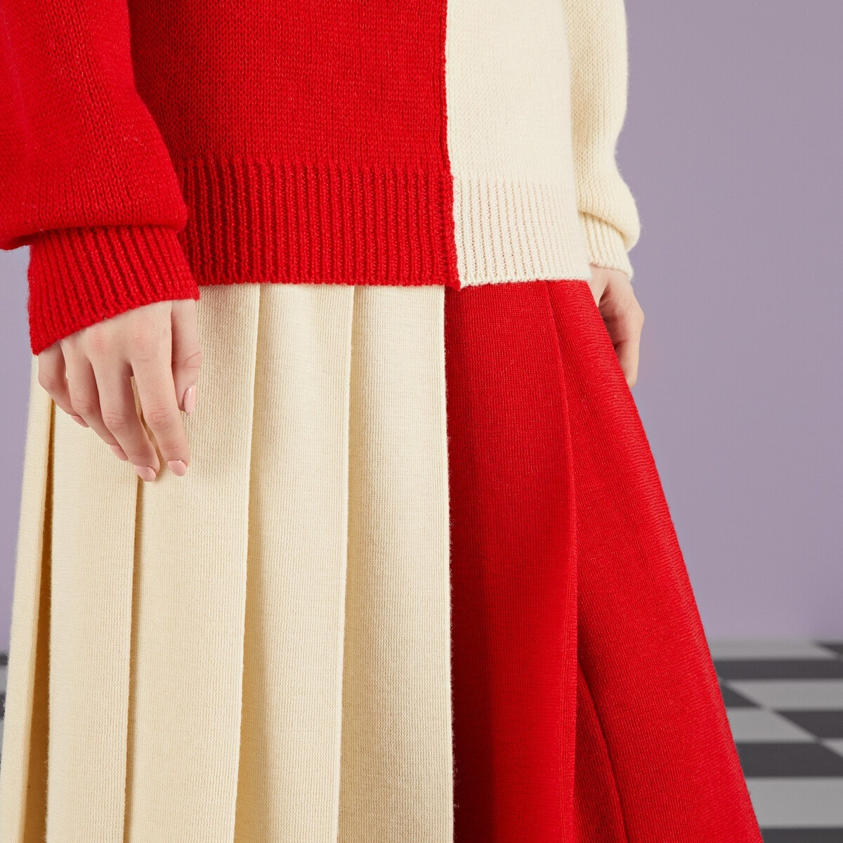 Fine wool bicolor skirt - 4