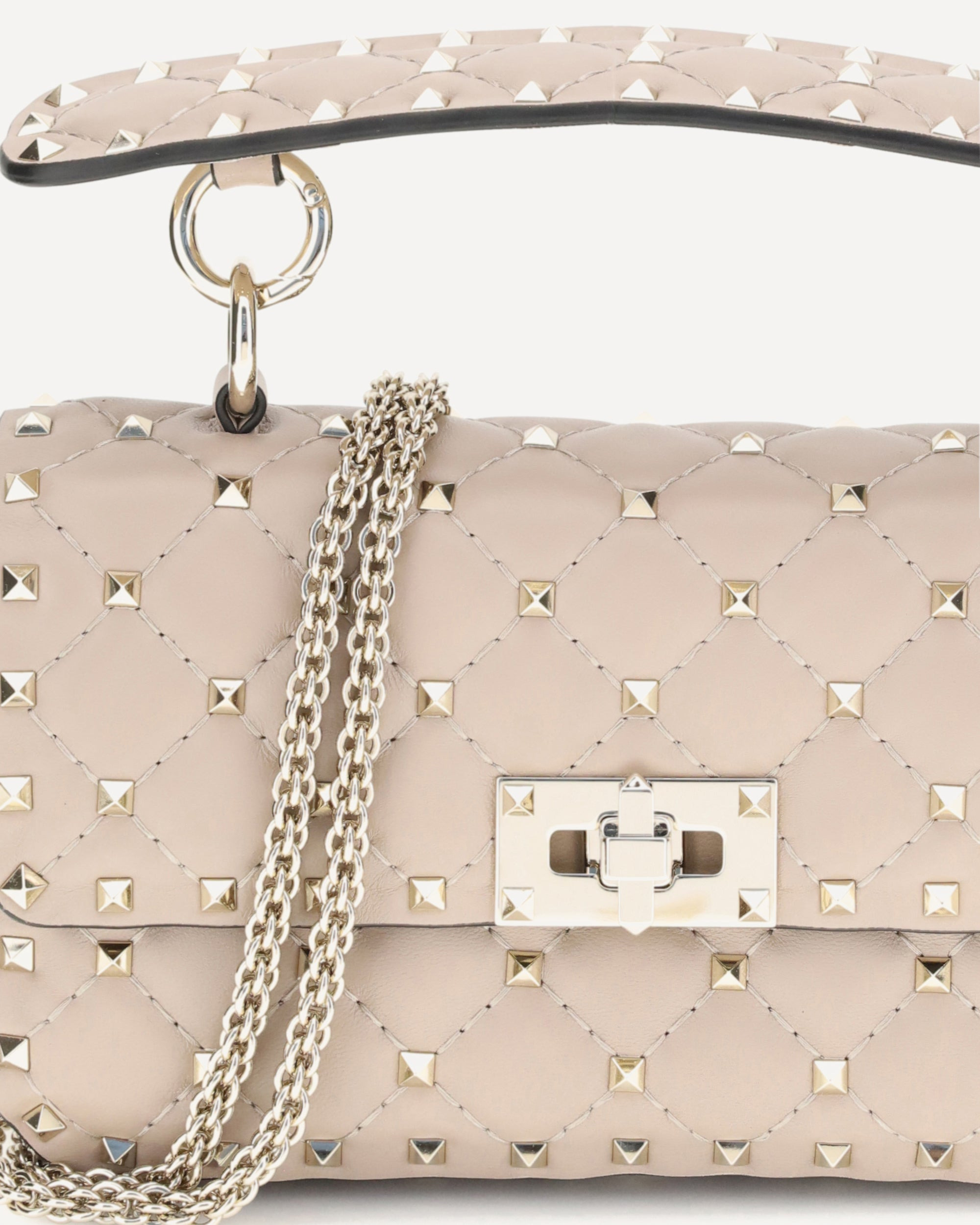 Small Leather Rockstud Spike Handbag - 4