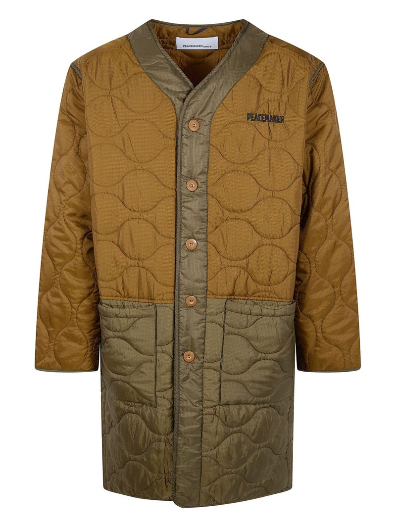 logo-embroidered coat 1