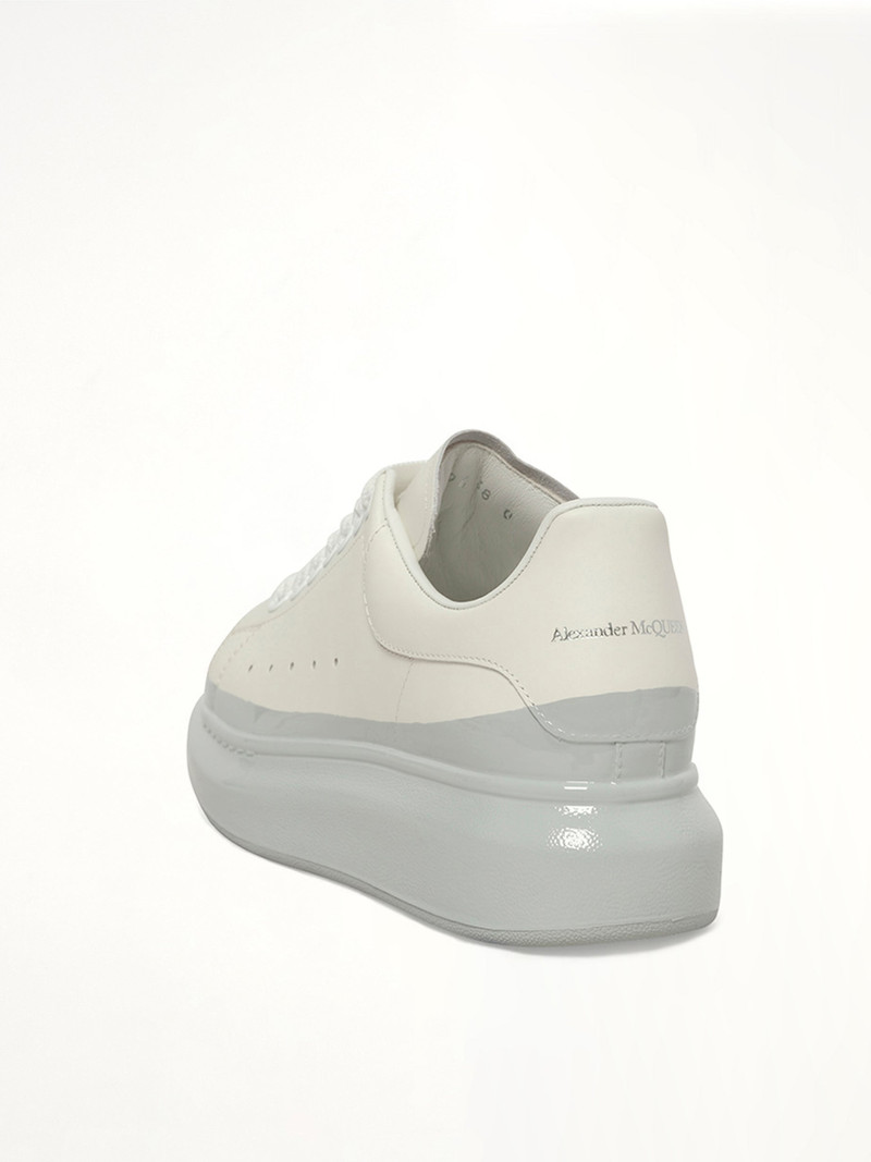 Alexander McQueen Womens Larry Oversized Sneaker in White/Ice Blue outlook