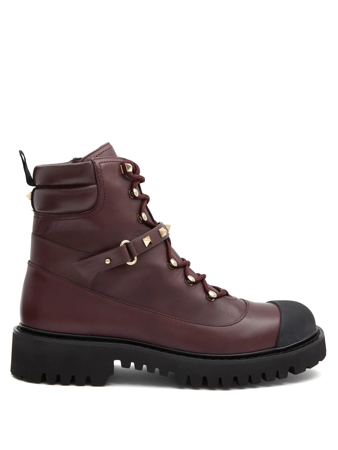 Rockstud lace-up leather boots - 1