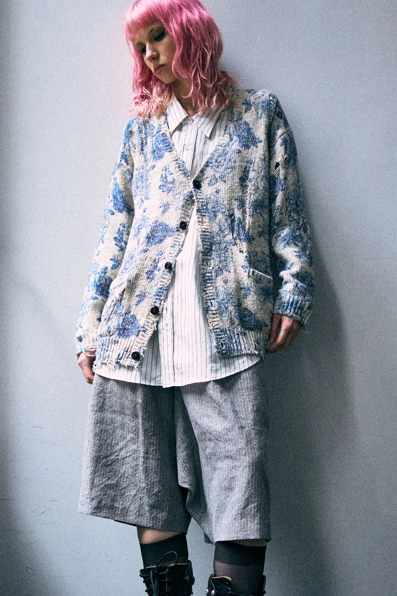 Printed Boyfriend Cardigan - 1