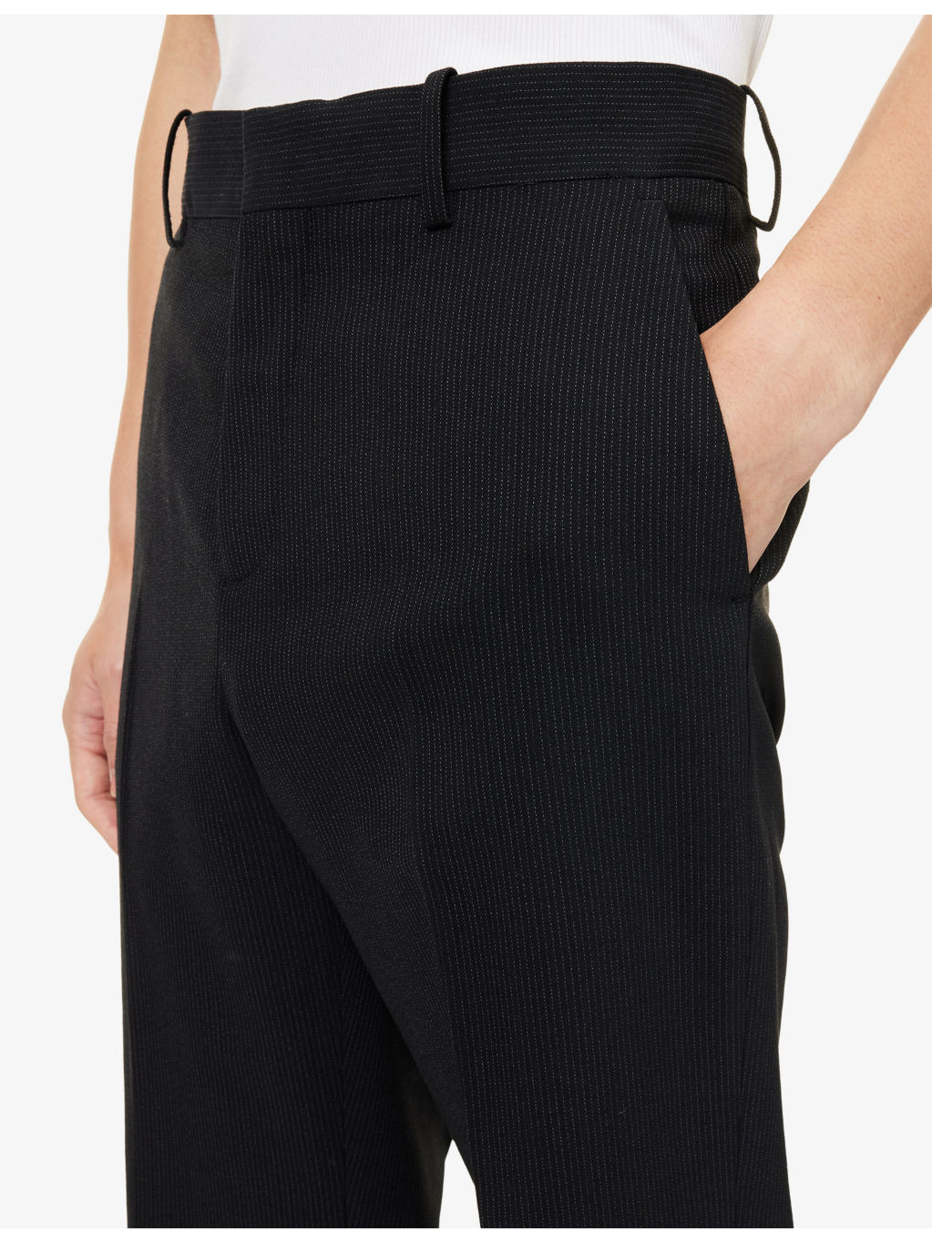 Palvin Pin-Dot Stripe Barrel-Leg Wool-Blend Trousers - 5