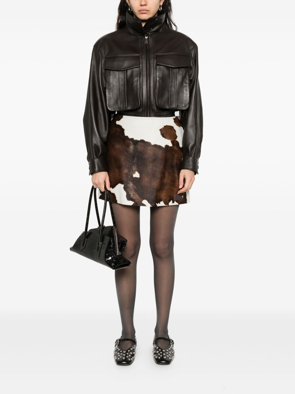 cow-print mini skirt - 2