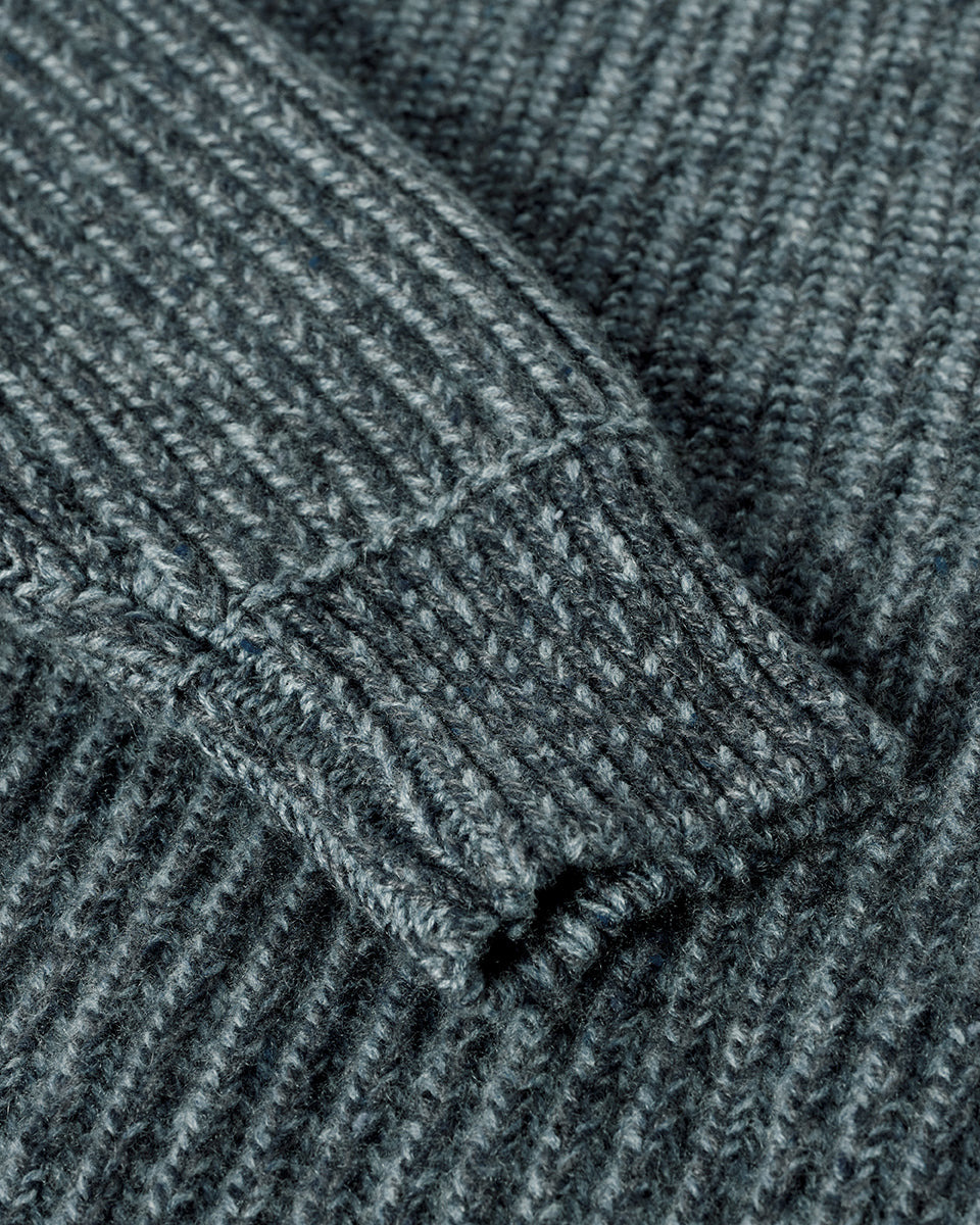 High Neck Donegal Cashmere Blue Jumper - 6