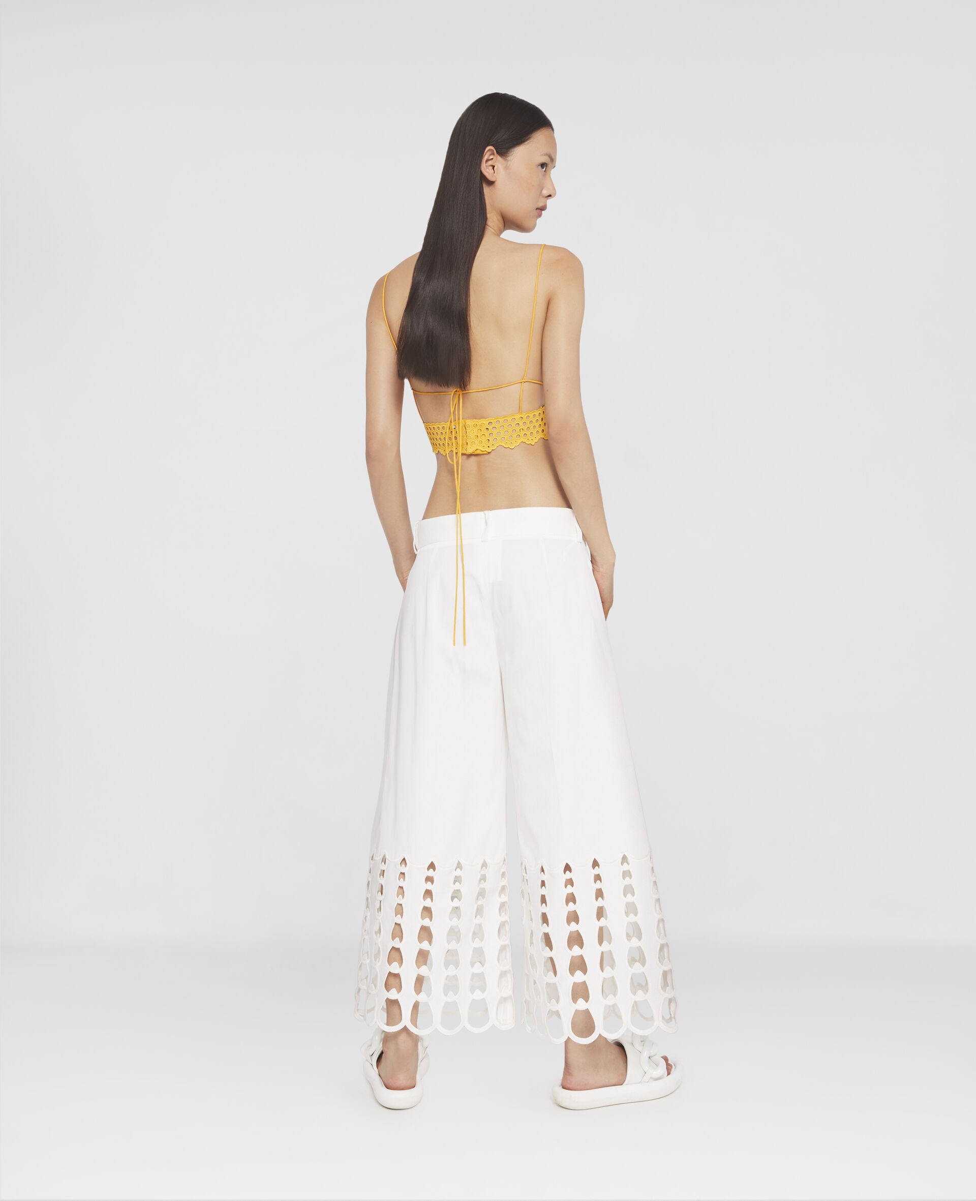 Polished Cotton Crochet Embroidery Trousers - 3