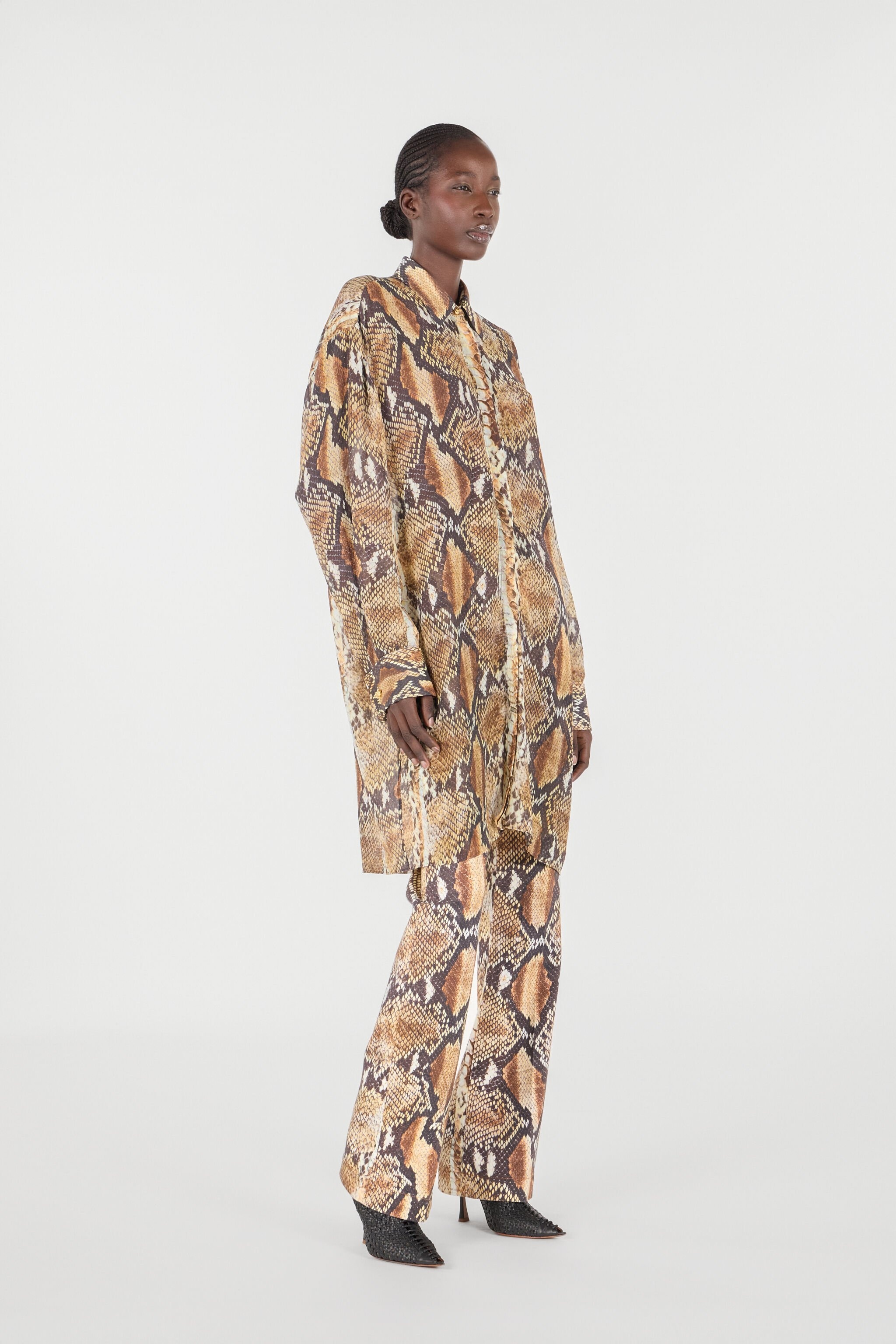 Python Print Shirt Dress - 3