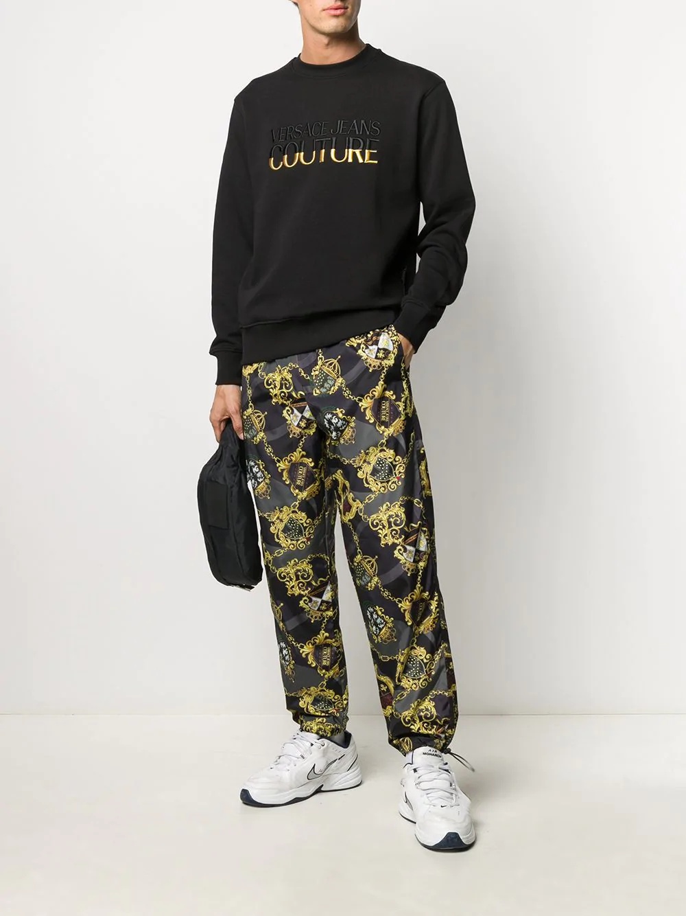 chain crest print track trousers - 2