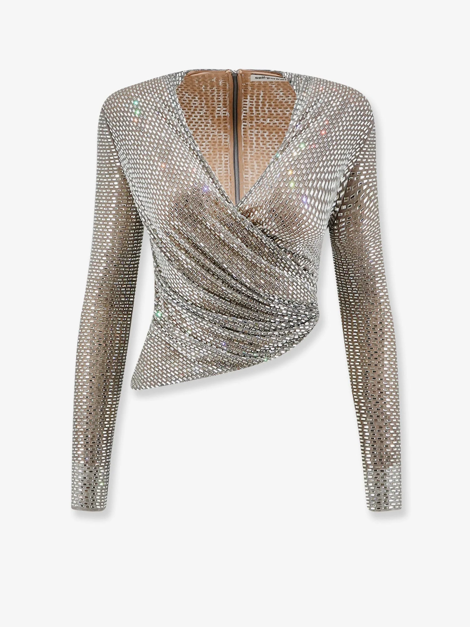 Self Portrait Mesh Top With All-Over Rhinestones - 1