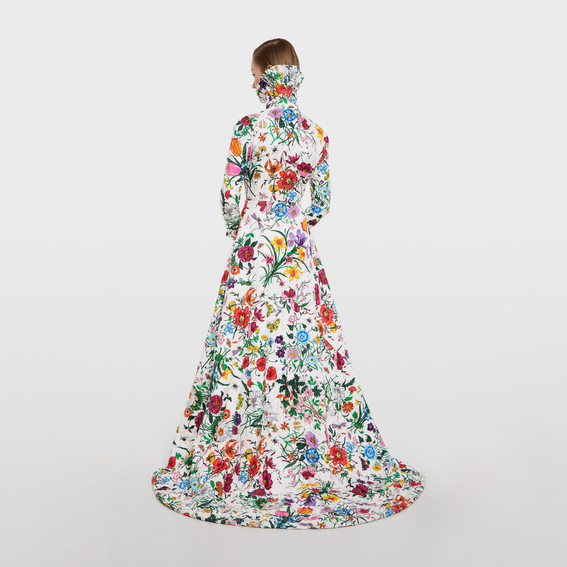 Printed quilted twill long dress 4