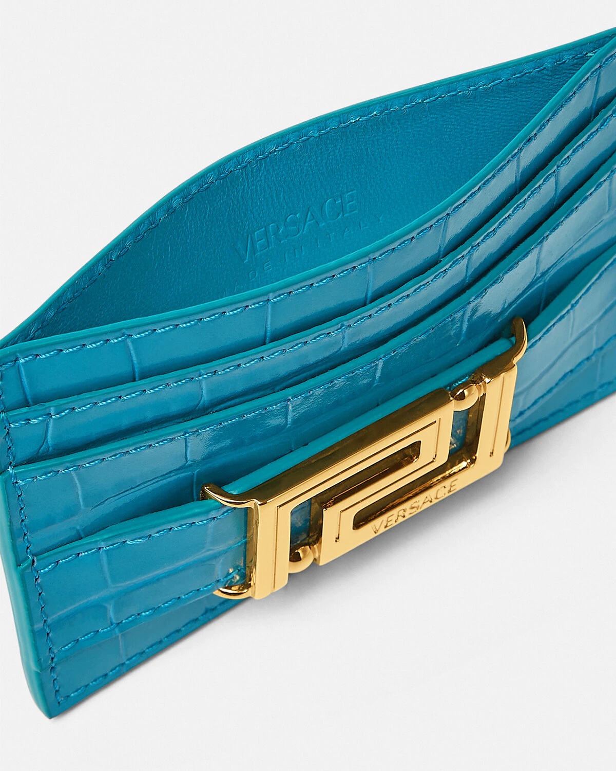 Croc-Effect Greca Goddess Card Holder - 2