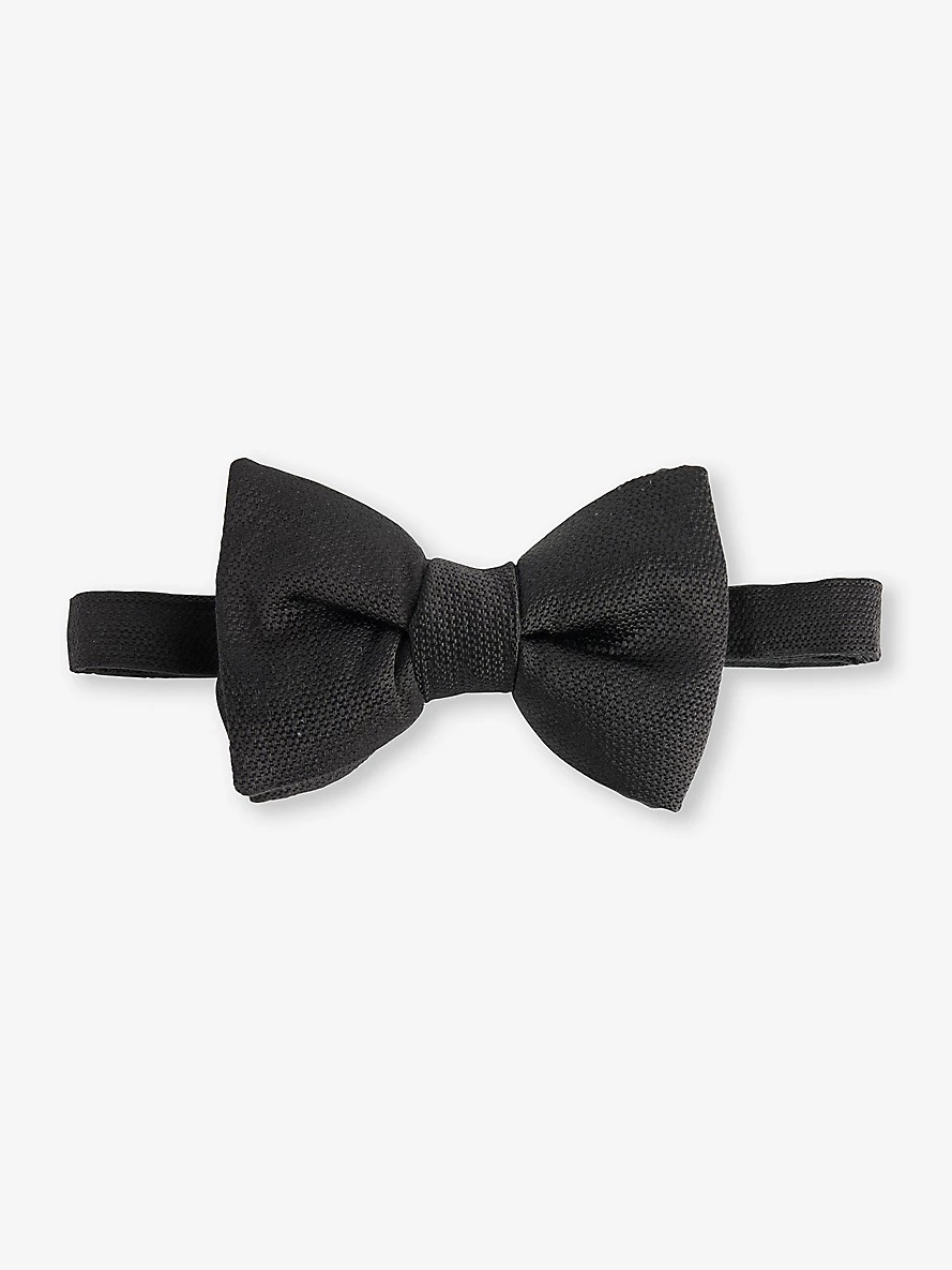 Adjustable silk and cotton-blend bow tie - 1