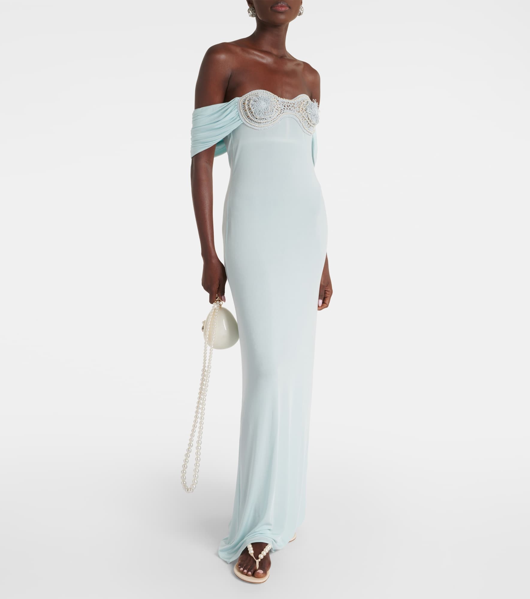Crochet-trimmed off-shoulder maxi dress - 2