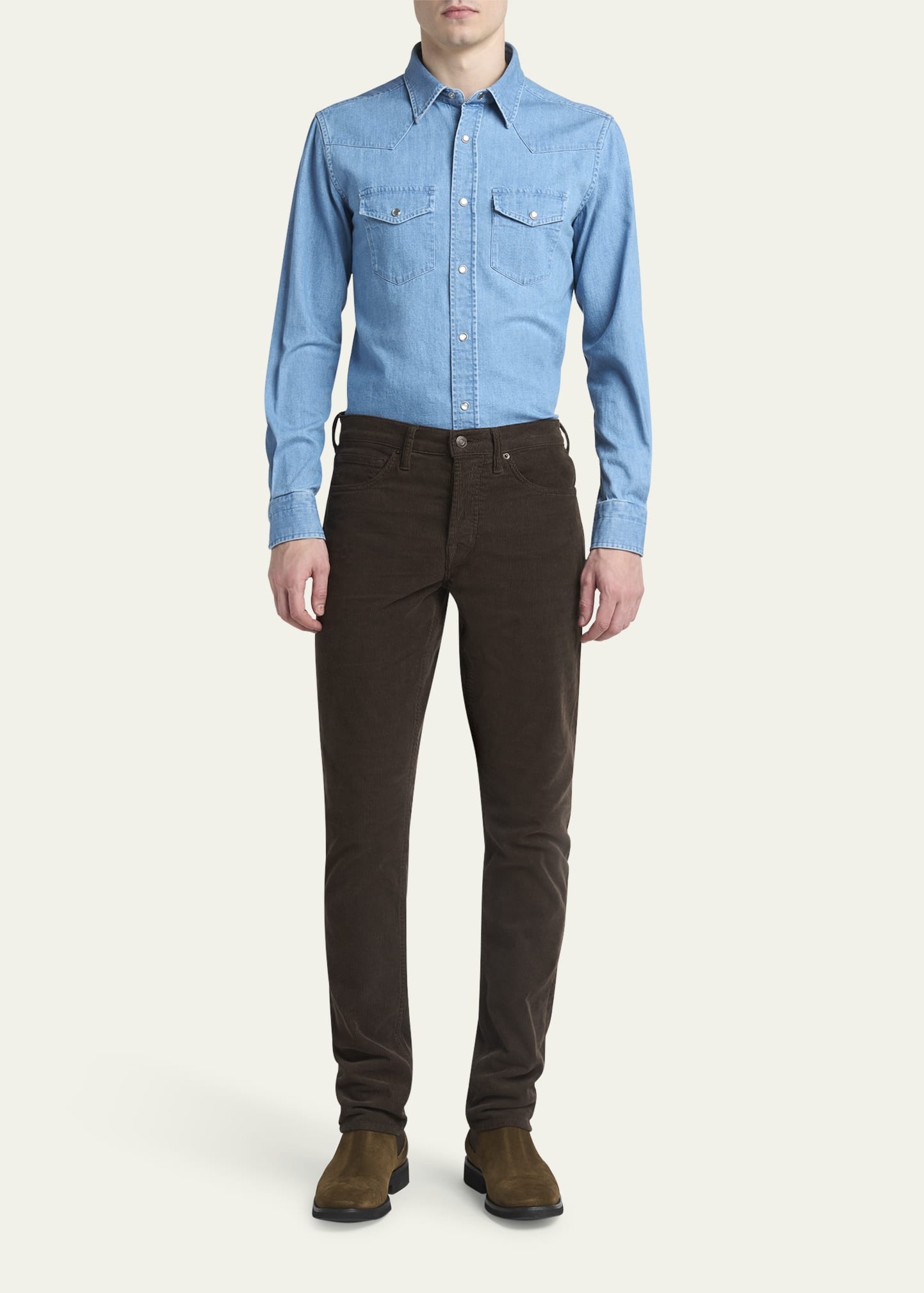 Men's Light Japanese Denim Slim Fit Western Shirt - 2