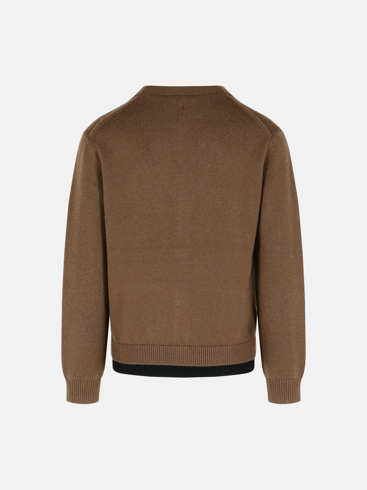 BROWN CASHMERE BLEND LAYERED CARDIGAN - 3