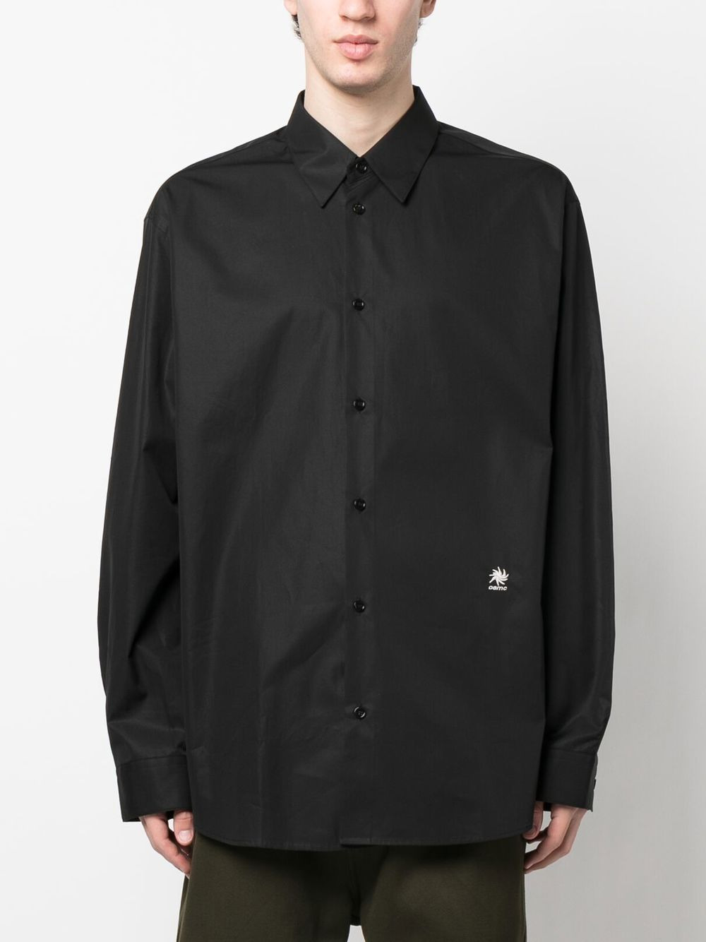 embroidered-logo long-sleeve shirt - 4