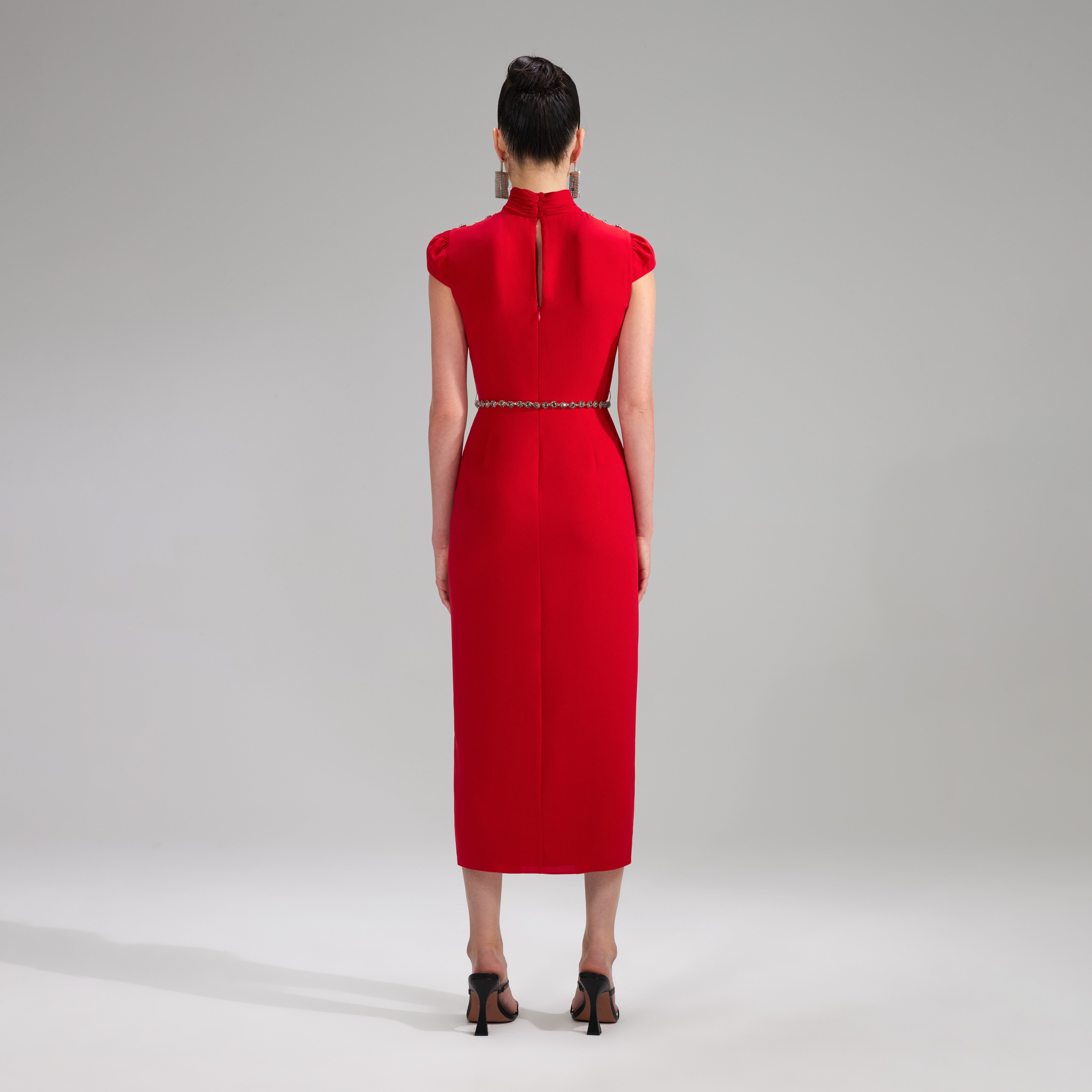 knee length dresses for ladies Pink Crepe Midi Dress  self-portrait-US