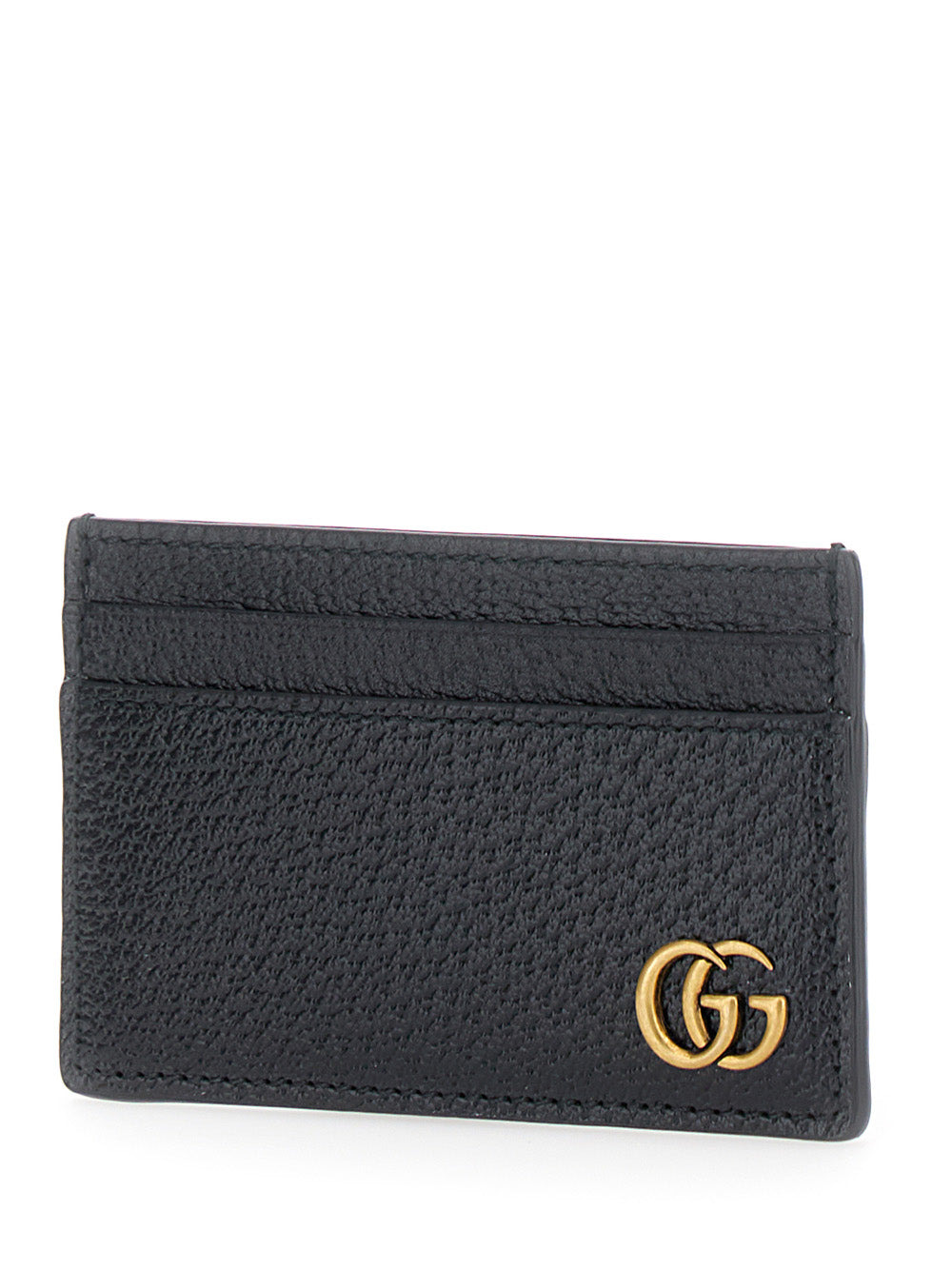 Gucci Men Black 'Gg Marmont' Cardholder With Aged-Gold Logo In Leather Man - 2