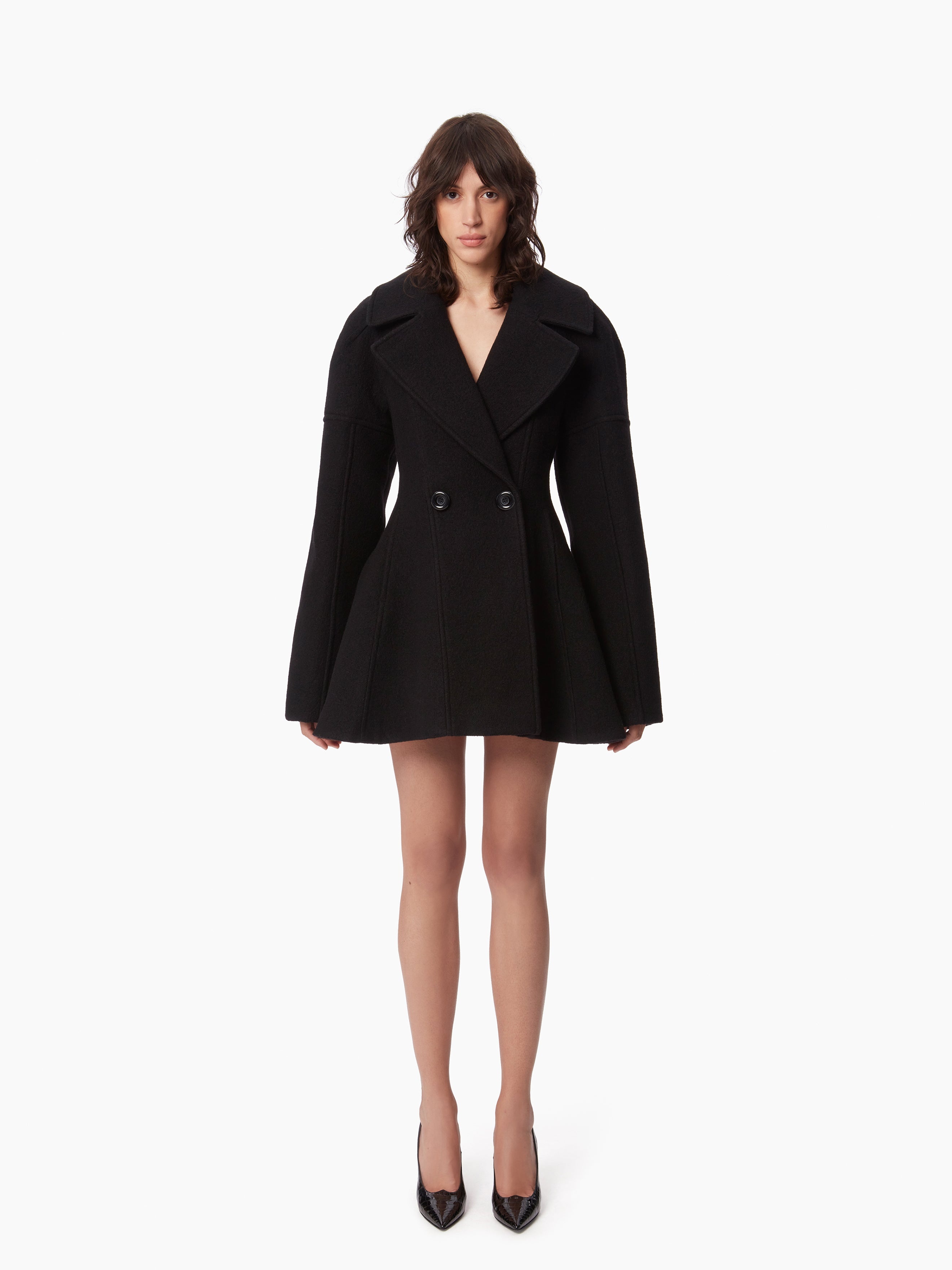 CINCHED WAIST COAT IN WOOL - 1