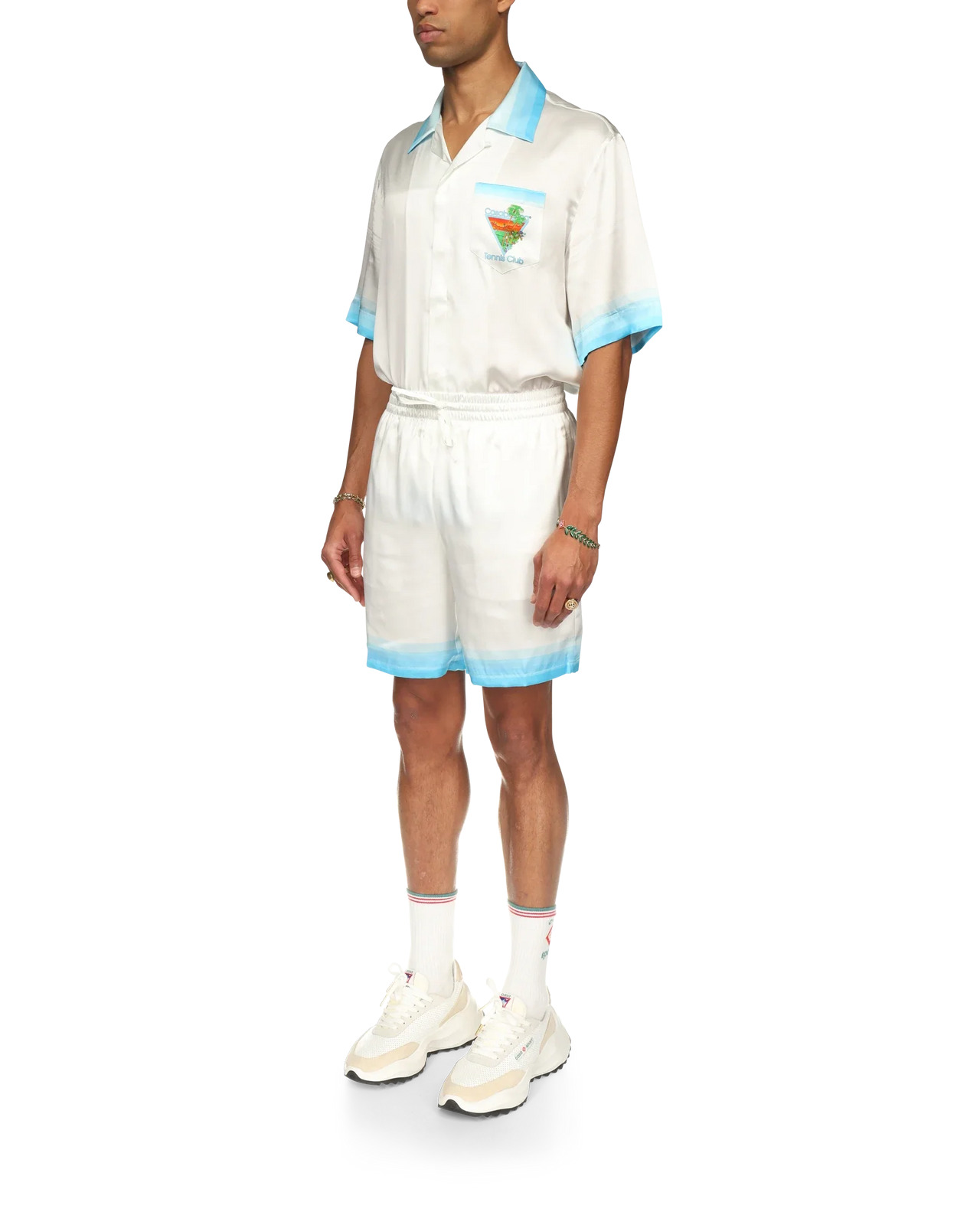 Palm Springs Icon Blue Silk Shorts - 3