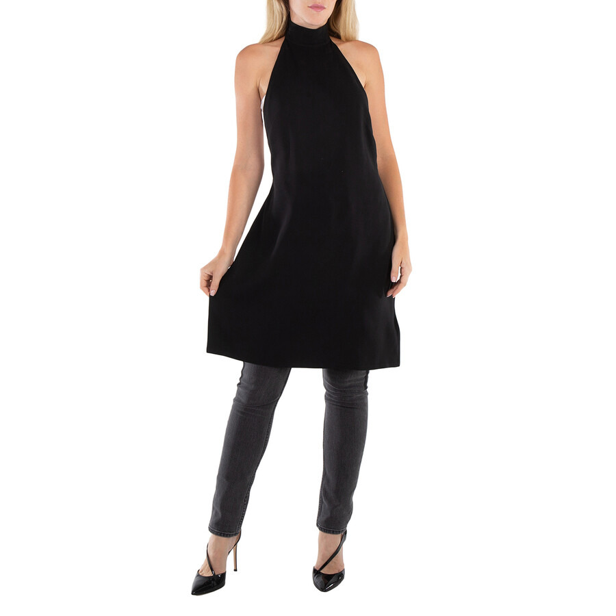 Burberry Ladies Black Silk Bib Funnel-Neck Sleeveless Dress - 4