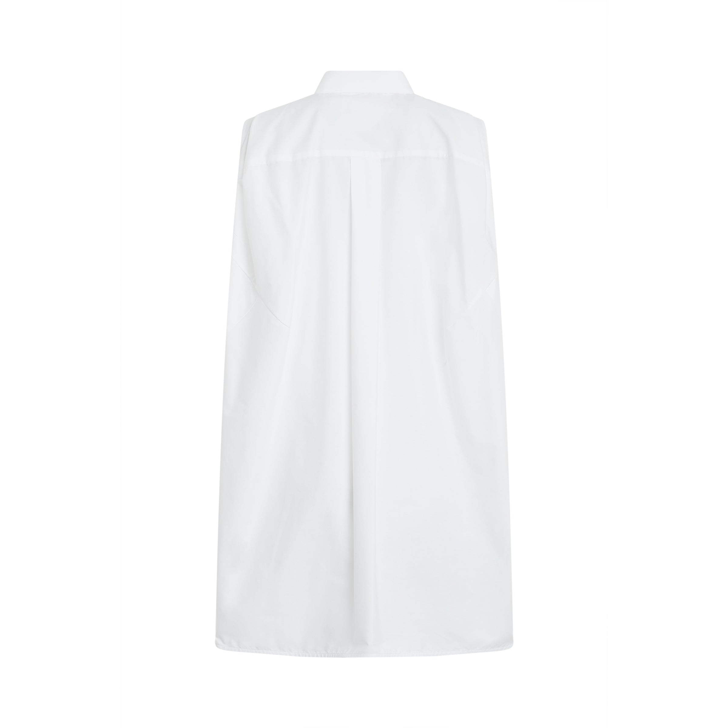 Cotton Poplin Shirt Dress in Off White - 4