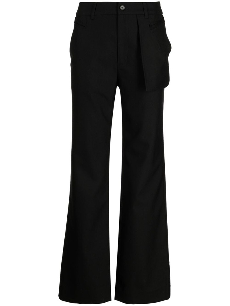 mid-rise button-fastening flared trousers 1