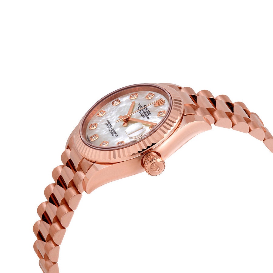 Rolex Datejust 31 Mother of Pearl Diamond Dial Ladies 18kt Everose Gold President Watch 278275MDP - 2