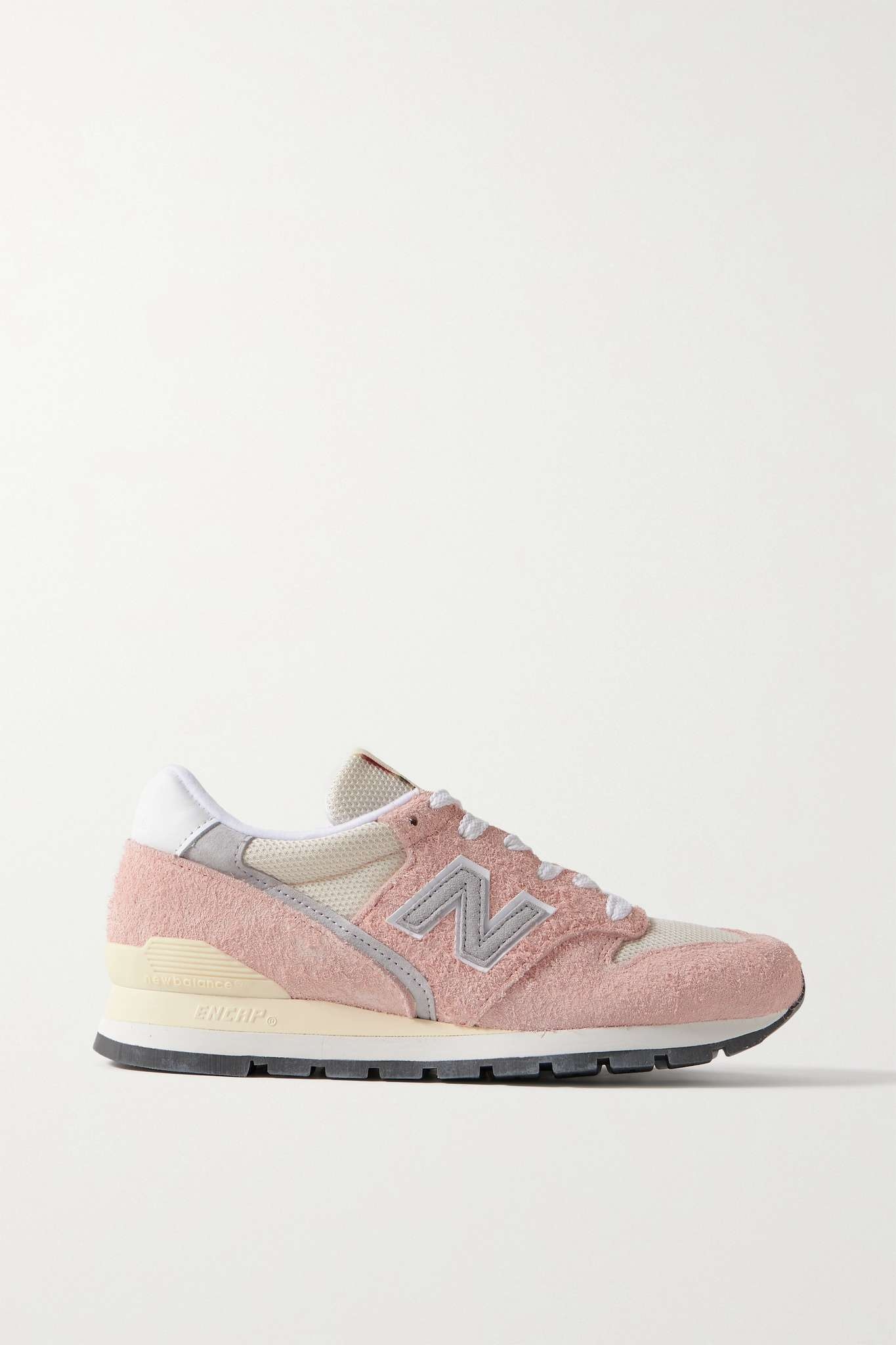 996 leather-trimmed suede and mesh sneakers - 1