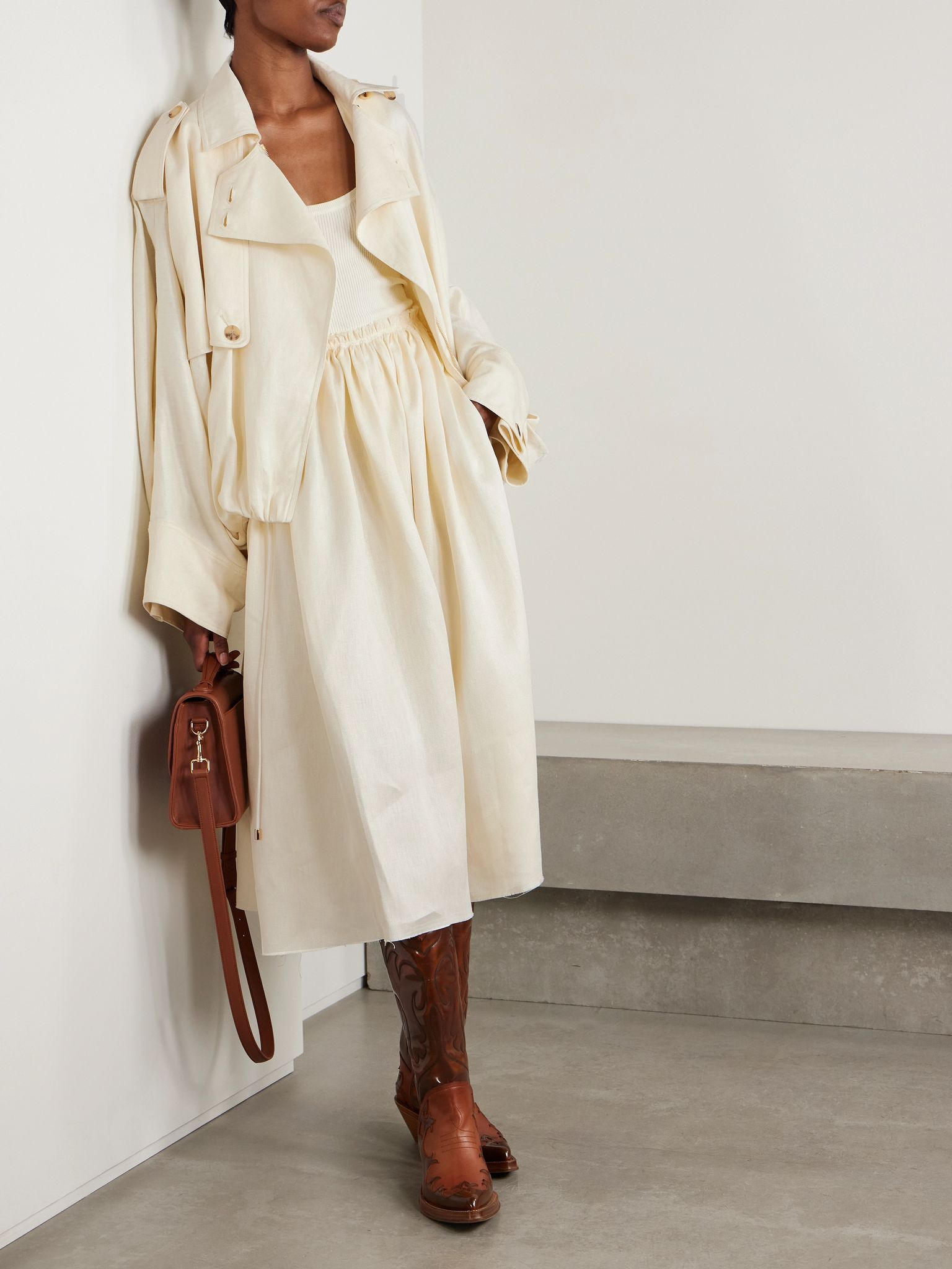 Chiara linen midi skirt Ivory - 2