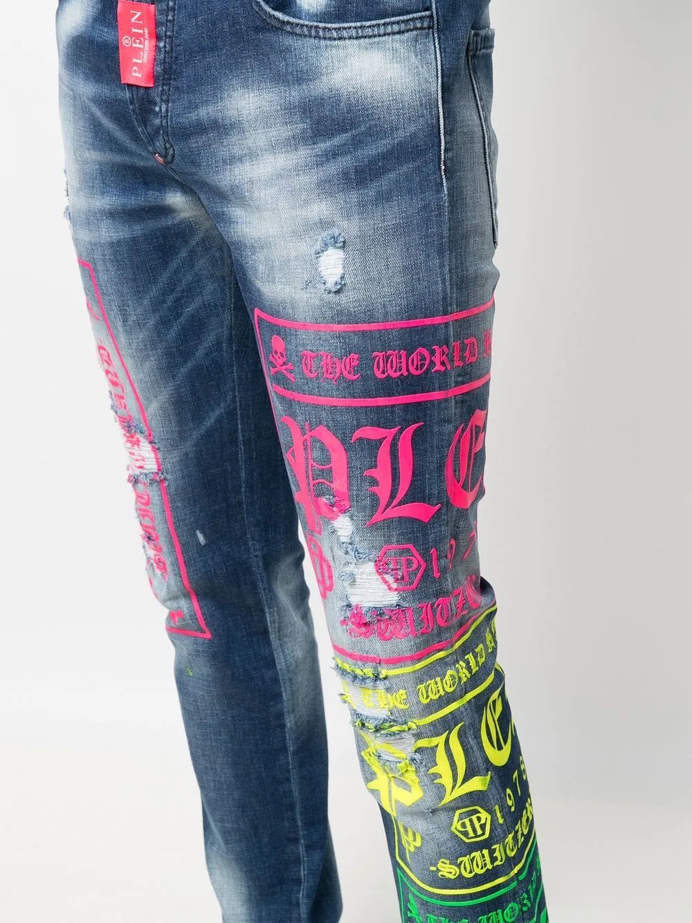 logo-print distressed jeans - 5