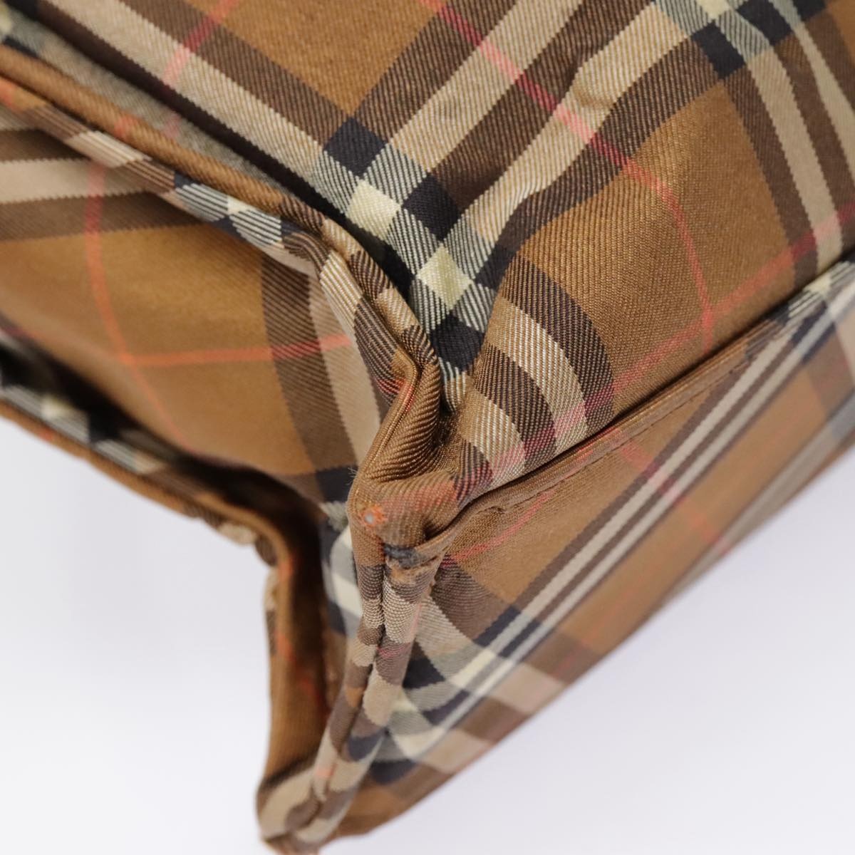 Burberry Nova Check Blue Label Tote Bag Nylon Brown - 9